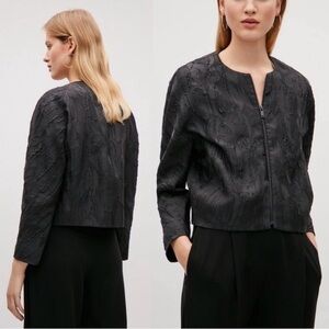 COS Black Textured Zip-Front Jacket